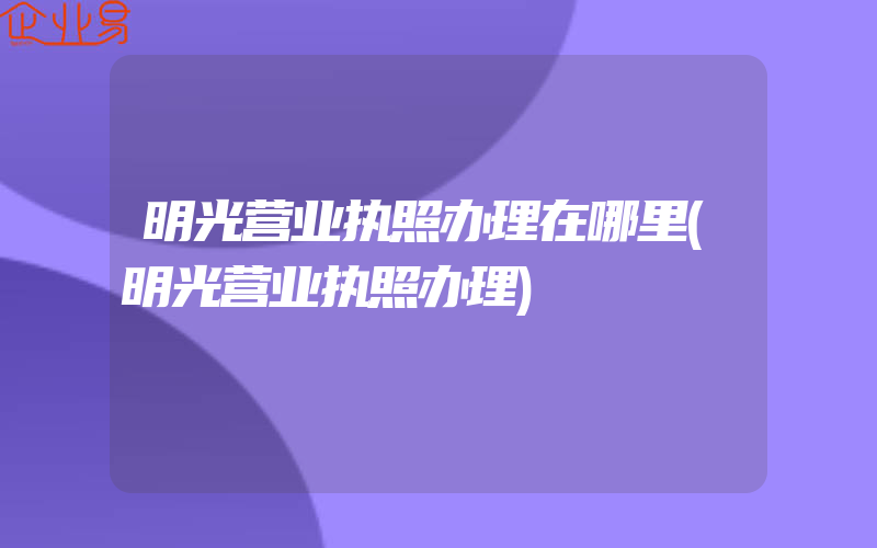 明光营业执照办理在哪里(明光营业执照办理)