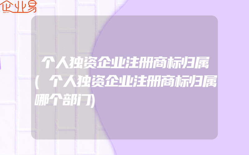 个人独资企业注册商标归属(个人独资企业注册商标归属哪个部门)