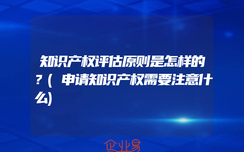 知识产权评估原则是怎样的？(申请知识产权需要注意什么)