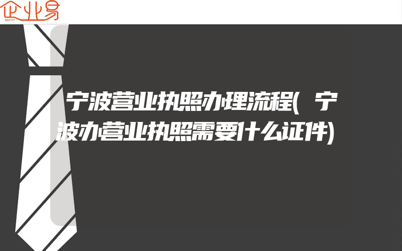 宁波营业执照办理流程(宁波办营业执照需要什么证件)