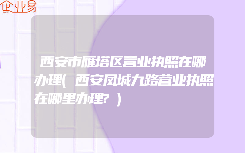 西安市雁塔区营业执照在哪办理(西安凤城九路营业执照在哪里办理?)