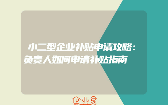 小二型企业补贴申请攻略：负责人如何申请补贴指南
