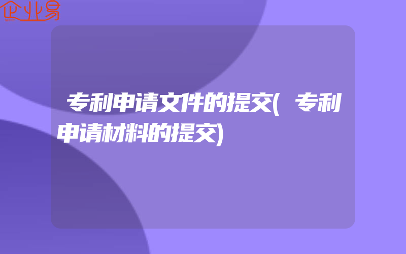 专利申请文件的提交(专利申请材料的提交)