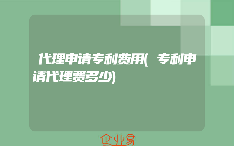 代理申请专利费用(专利申请代理费多少)