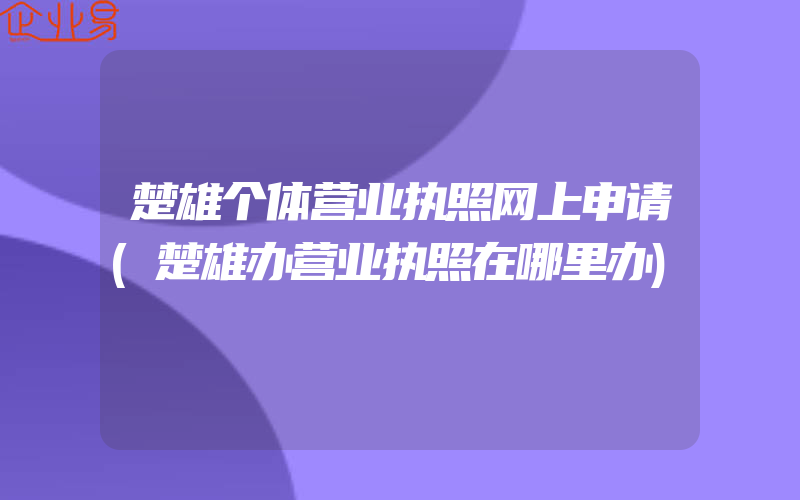 楚雄个体营业执照网上申请(楚雄办营业执照在哪里办)