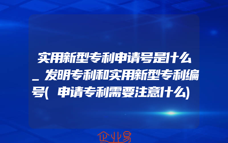 实用新型专利申请号是什么_发明专利和实用新型专利编号(申请专利需要注意什么)