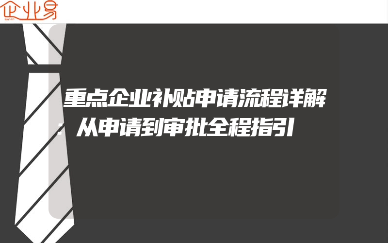 重点企业补贴申请流程详解：从申请到审批全程指引