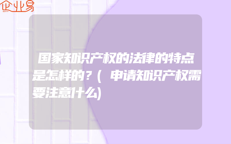 国家知识产权的法律的特点是怎样的？(申请知识产权需要注意什么)