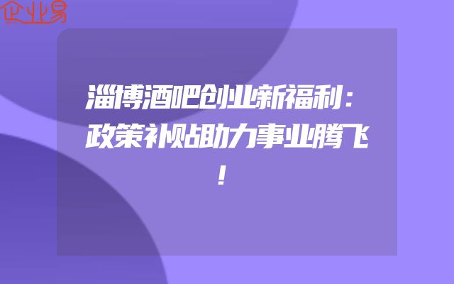 淄博酒吧创业新福利：政策补贴助力事业腾飞！