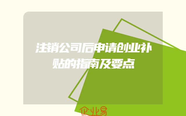 注销公司后申请创业补贴的指南及要点