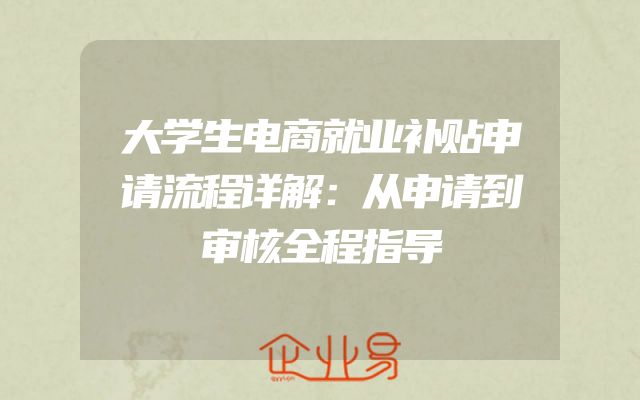 大学生电商就业补贴申请流程详解：从申请到审核全程指导