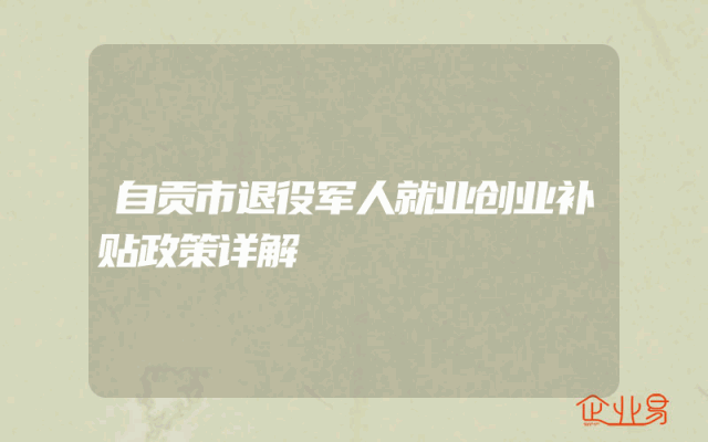 自贡市退役军人就业创业补贴政策详解