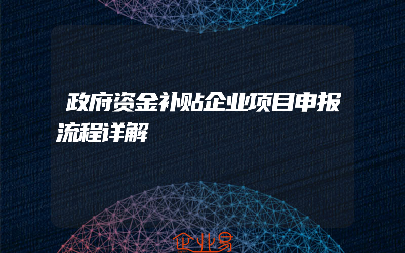 政府资金补贴企业项目申报流程详解