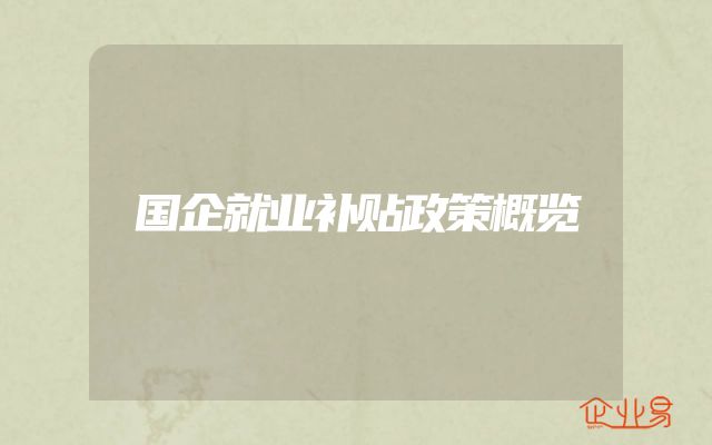 国企就业补贴政策概览