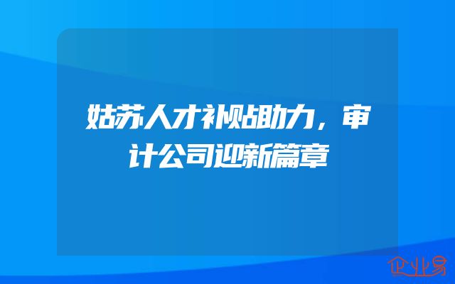 姑苏人才补贴助力，审计公司迎新篇章