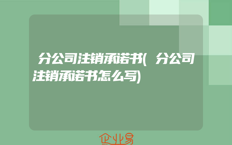 分公司注销承诺书(分公司注销承诺书怎么写)