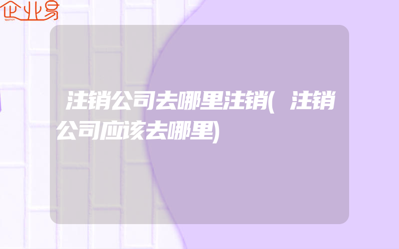 注销公司去哪里注销(注销公司应该去哪里)