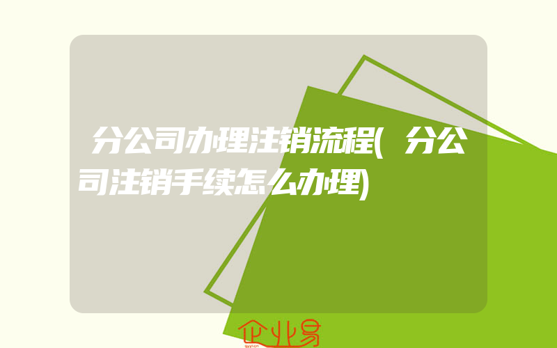 分公司办理注销流程(分公司注销手续怎么办理)