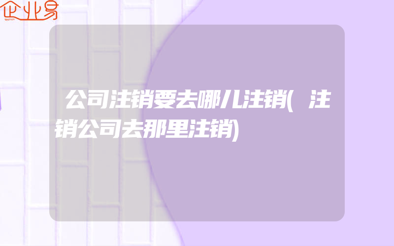 公司注销要去哪儿注销(注销公司去那里注销)