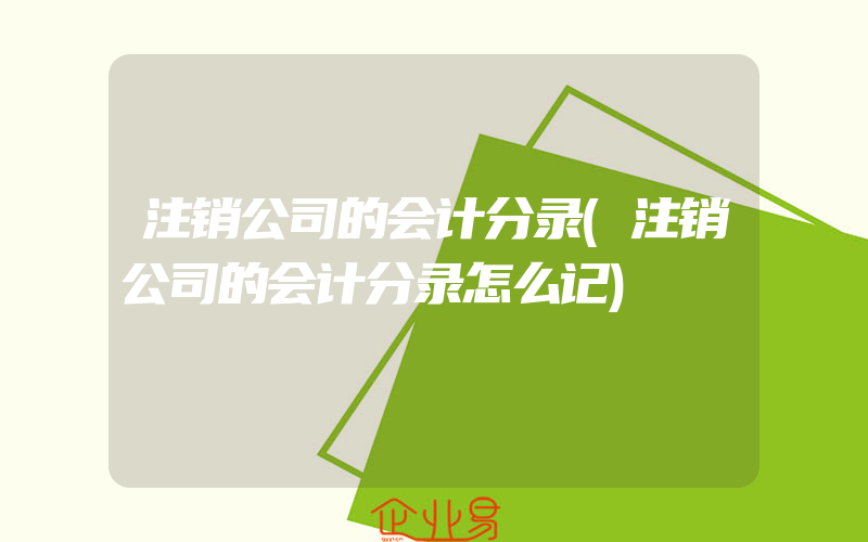 注销公司的会计分录(注销公司的会计分录怎么记)