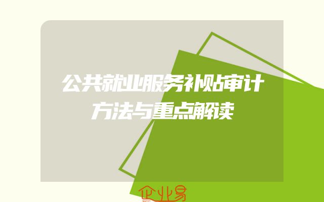 公共就业服务补贴审计方法与重点解读