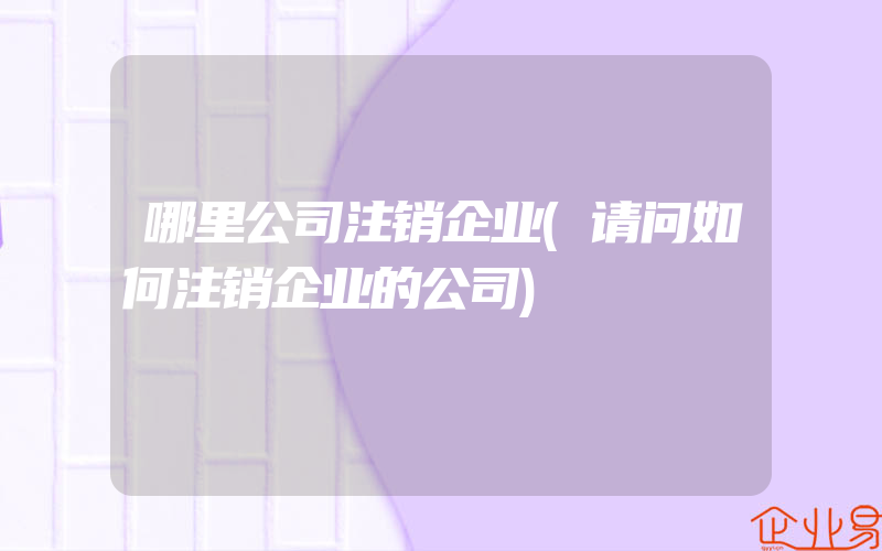 哪里公司注销企业(请问如何注销企业的公司)