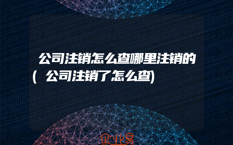 公司注销怎么查哪里注销的(公司注销了怎么查)