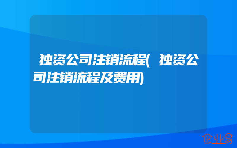 独资公司注销流程(独资公司注销流程及费用)