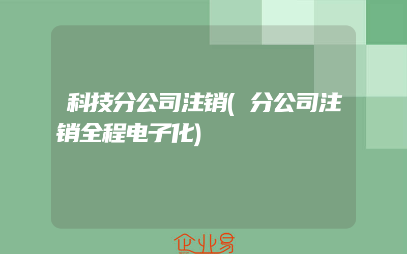 科技分公司注销(分公司注销全程电子化)