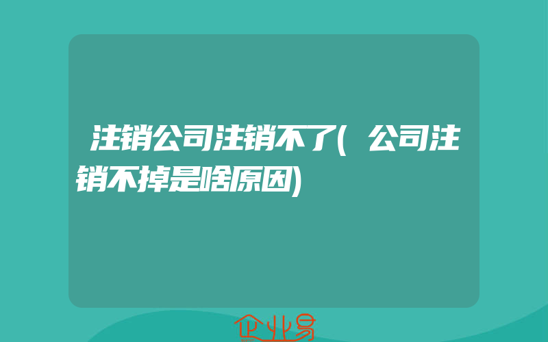 注销公司注销不了(公司注销不掉是啥原因)