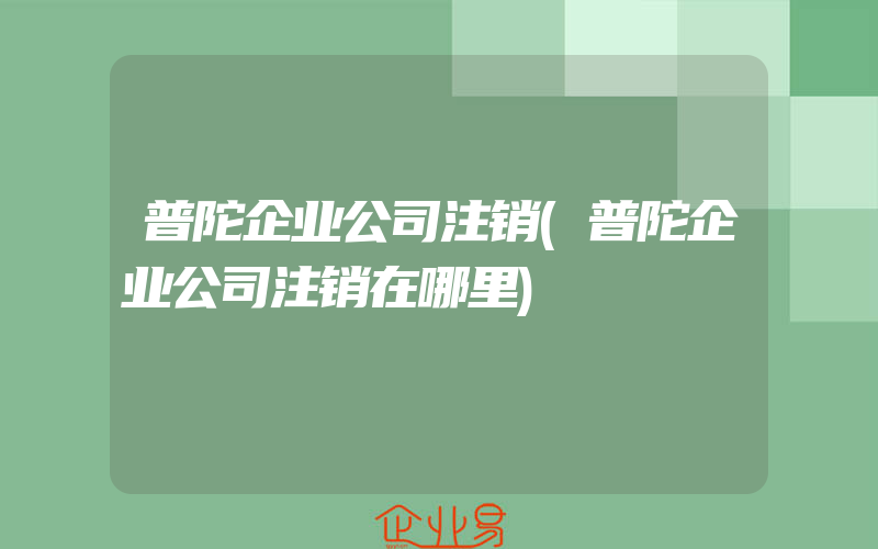 普陀企业公司注销(普陀企业公司注销在哪里)