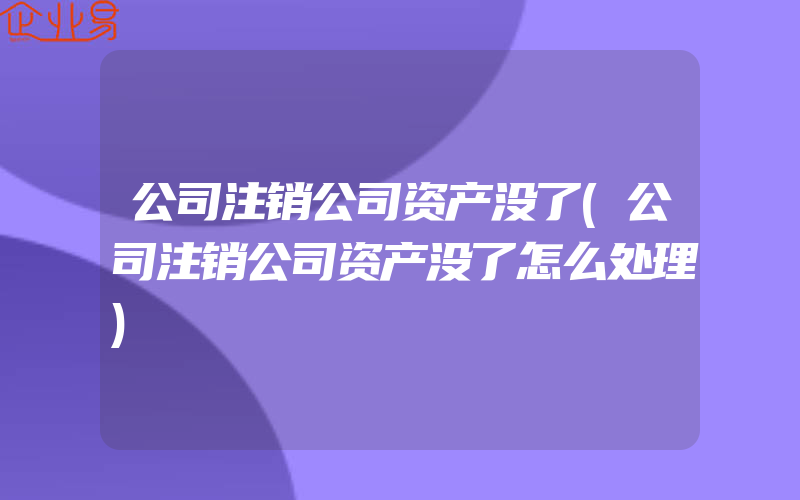 公司注销公司资产没了(公司注销公司资产没了怎么处理)