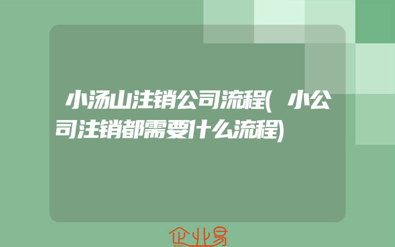 小汤山注销公司流程(小公司注销都需要什么流程)