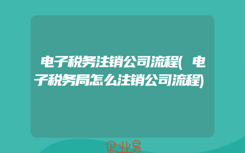 电子税务注销公司流程(电子税务局怎么注销公司流程)