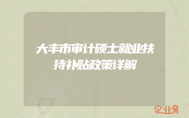 大丰市审计硕士就业扶持补贴政策详解