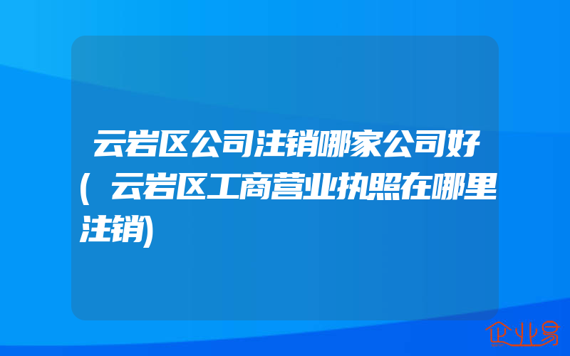 云岩区公司注销哪家公司好(云岩区工商营业执照在哪里注销)