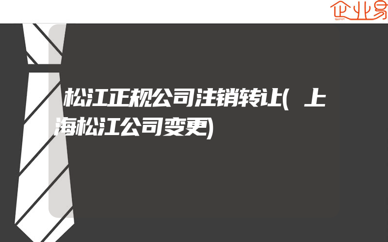 松江正规公司注销转让(上海松江公司变更)