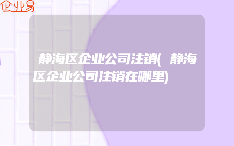 静海区企业公司注销(静海区企业公司注销在哪里)