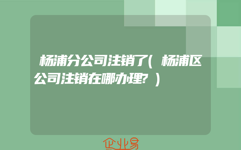 杨浦分公司注销了(杨浦区公司注销在哪办理?)