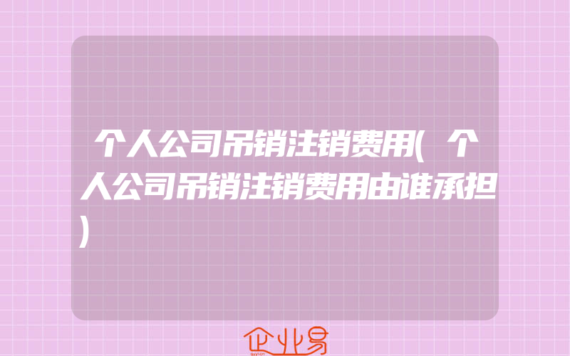 个人公司吊销注销费用(个人公司吊销注销费用由谁承担)