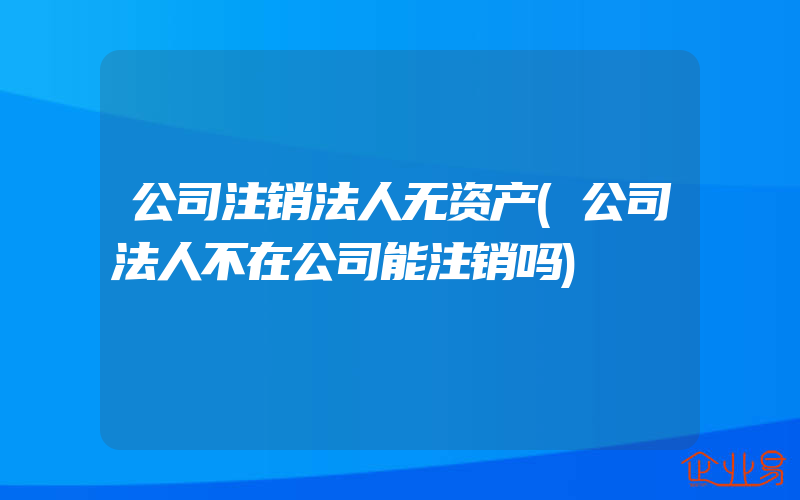 公司注销法人无资产(公司法人不在公司能注销吗)