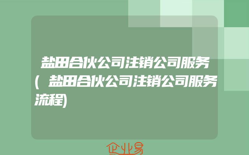 盐田合伙公司注销公司服务(盐田合伙公司注销公司服务流程)