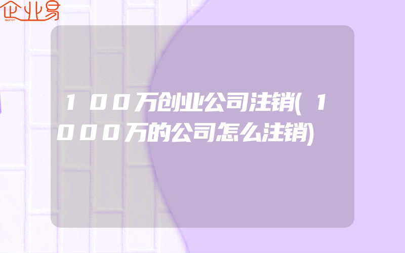 100万创业公司注销(1000万的公司怎么注销)