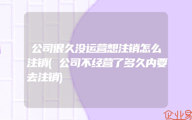 公司很久没运营想注销怎么注销(公司不经营了多久内要去注销)