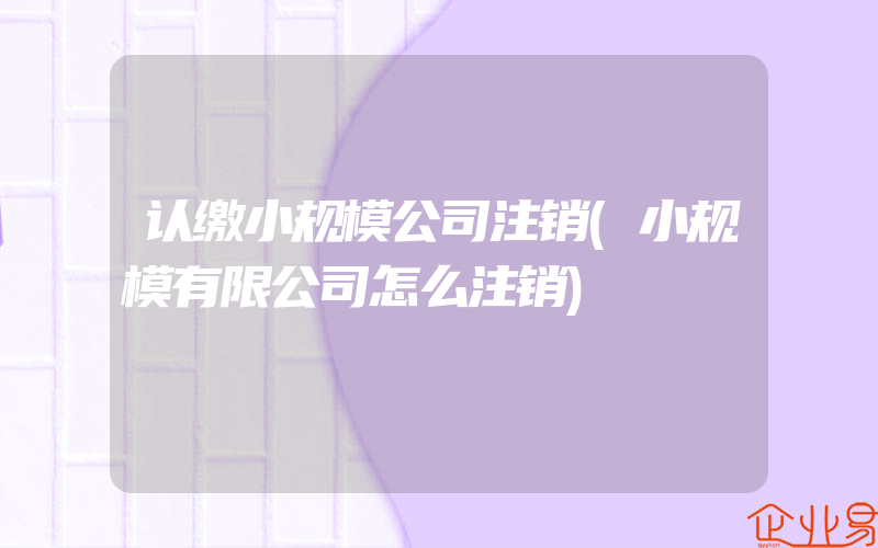 认缴小规模公司注销(小规模有限公司怎么注销)