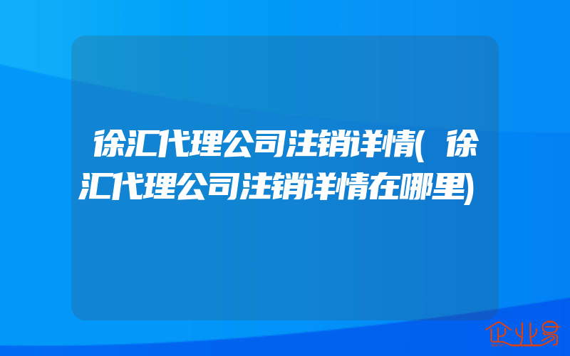 徐汇代理公司注销详情(徐汇代理公司注销详情在哪里)