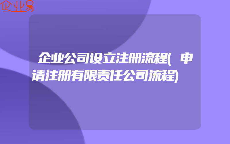 企业公司设立注册流程(申请注册有限责任公司流程)