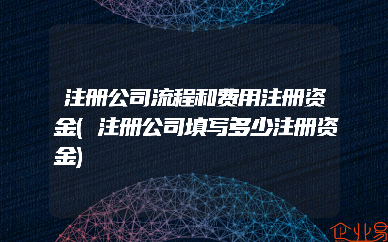 注册公司流程和费用注册资金(注册公司填写多少注册资金)