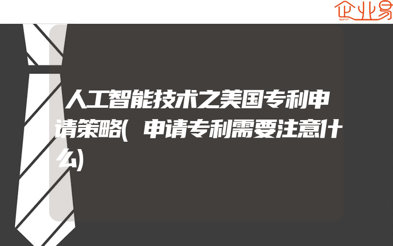 人工智能技术之美国专利申请策略(申请专利需要注意什么)