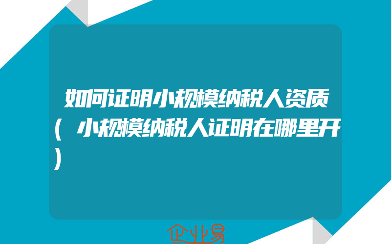 如何证明小规模纳税人资质(小规模纳税人证明在哪里开)